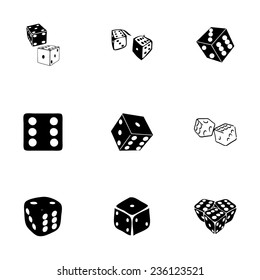 Vector dice icon set on white background