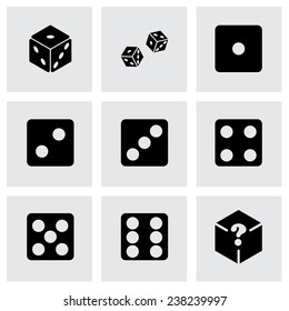 Vector dice icon set on grey background