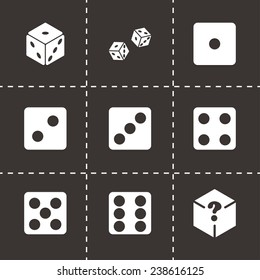 Vector dice icon set on black background