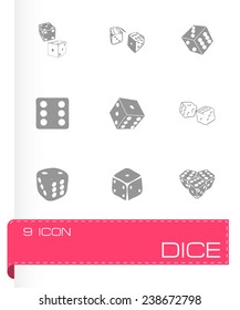 Vector dice icon set on grey background