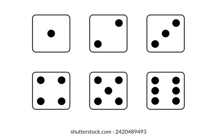 Vector dice set with six faces with different numbers of dots