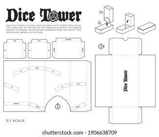 vector dice tower paper model template stock vector royalty free 1906638709