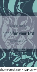 Vector dichromatic background with fish at sea