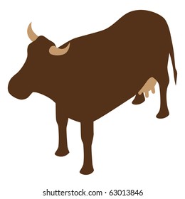 Vector di-chromatic silhouette of a cow