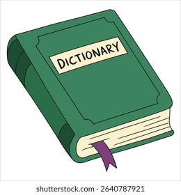 Vector dictionary icon isolated on white. Ideal for school supplies, linguistic concepts, and translation related visual materials.