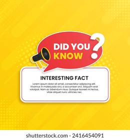 Vector did you know fun fact banner for education business and advertising