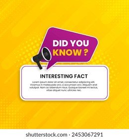 Vector did you know fun fact banner for education business and advertising