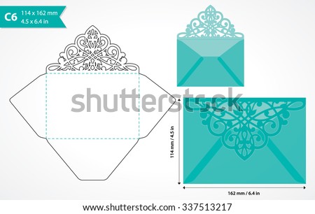 Vector Die Cut Envelope Template C 6 Stock Vector Royalty Free