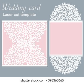 Vector die laser cut wedding card template. Wedding invitation card mockup. 