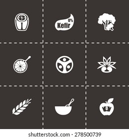 Vector Diet icon set on black background