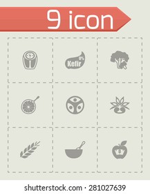 Vector Diet icon set on grey background