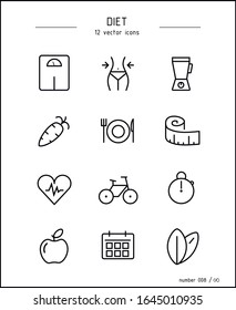 Dieta vectorial e iconos de adelgazamiento