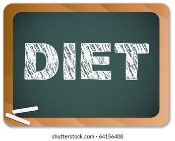 Vector - Diet written on blackboard with chalk.