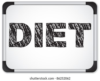 Vector - Diet written on whiteboard with chalk.