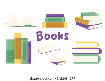 vectores de libros diferentes. concepto de educación, librería, biblioteca. Día Mundial del Libro