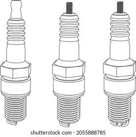 Vector different car spark plug set isolated