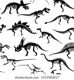 Vector Different Dinosaur Skeletons Design Seamless Pattern