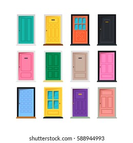 Vector different doors set isolated on white background