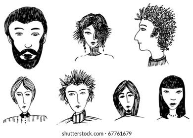 vector, different faces of the people