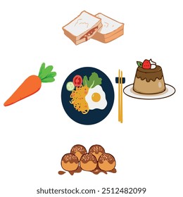 vetor de pratos diferentes e frescos