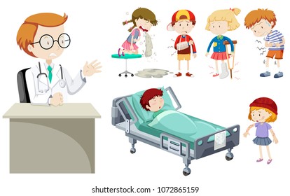 Vector of Different Illness and Doctor illustration