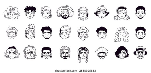 Vector Different People Avatar Cartoon Icons Set Illustration Isolated