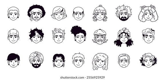 Vector Different People Avatar Cartoon Icons Set Illustration Isolated