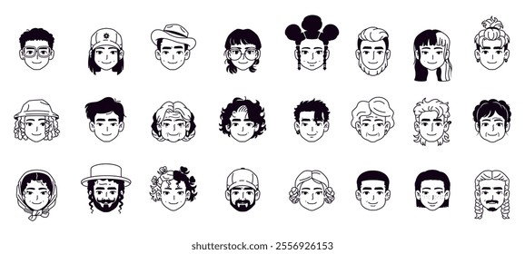 Vector Different People Avatar Cartoon Icons Set Illustration Isolated