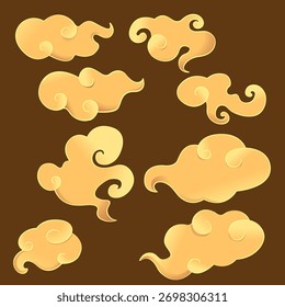 Vektor von verschiedenen Formen der chinesischen Stil Wolken in gelber Farbe Modus.