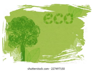 Vector of different Silhouettes Trees and foliage on Grunge Background. Nature for your design. Eco Tree Grunge Natural Vector Concept on Distressed Silhouettes Trees Background. Vector 10 EPS.