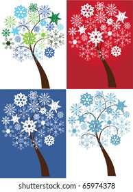 vector different snow trees