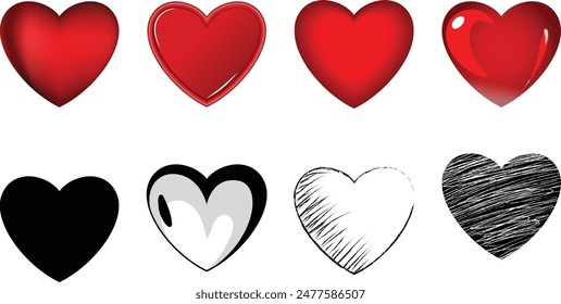 Vector Different style heart drawing, hand drawn, skecthing, colorVector Different style heart drawing, hand drawn, skecthing, color