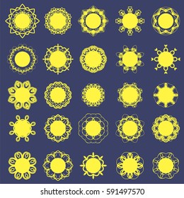 Vector Different Sun Icons Isolated on Blue Background