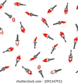 Vector Different Torch Silhouette Seamless Pattern on White Background