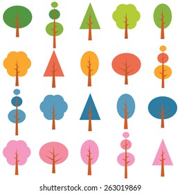Vector different tree samples four seasons