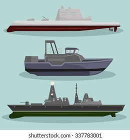 Vector Different Types Military Ships Image Stock Vector (Royalty Free ...