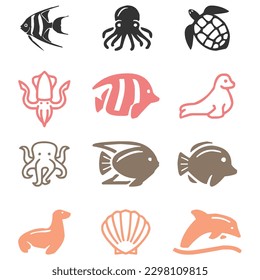 vector different types of sea animals svg