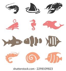 vector different types of sea animals svg
