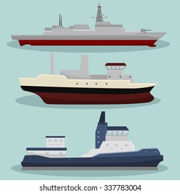 Vector different types of Ships image design set for your illustration, postcards, posters, sticker, label and other design need. 