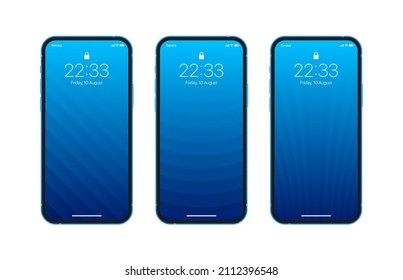 Vector Different Variations Minimal Bright Blue 3D Smooth Lines Geometric Wallpaper Set Photo Realistic Smart Phone Screen Isolated On White  Vertical Abstract Blurred Screensavers For Smartphone