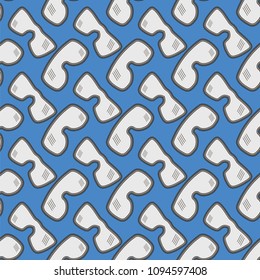 Vector Different Winter Ski Goggles Seamless Pattern Isolated on Blue Background