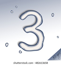 Vector digit "3" of pure water