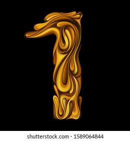 Vector digit from patterns in the style of liquid gold