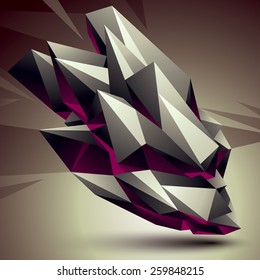 Vector digital 3d abstraction, geometric polygonal element. Spatial technological contrast shape perspective object.