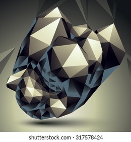 Vector digital 3d abstraction, geometric polygonal element. Spatial technological contrast shape perspective object.