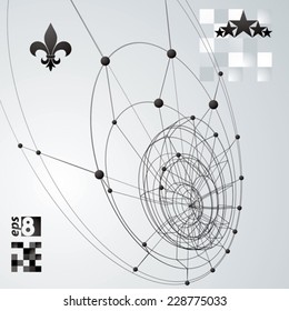 Vector digital 3d abstraction, lattice geometric polygonal template, perspective wireframe unusual illustration.