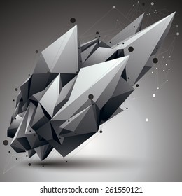 Vector digital 3d abstraction, lattice geometric polygonal element, perspective wireframe object.