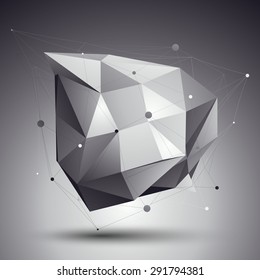 Vector digital 3d abstraction, lattice geometric polygonal template, perspective wireframe unusual illustration.