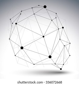 Vektor digitale 3D-Abstraktion, Gitter geometrisches polygonales Objekt, perspektivchaotische Wireframe ungewöhnliche Illustration.