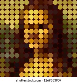 Vector digital abstract colorful mosaic portrait of woman. Renaissance portrait flat style famous Leonardo da Vinci, vector portrait Mona Lisa Style graphic design 